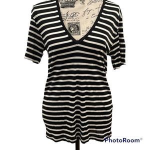 The Kooples Black And White Smooth Striped Jersey Top Shirt Womens Small S New.